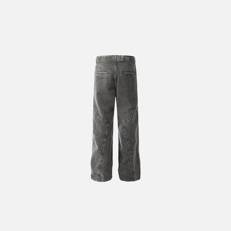 Utility Belted Wide-Leg Denim Jeans