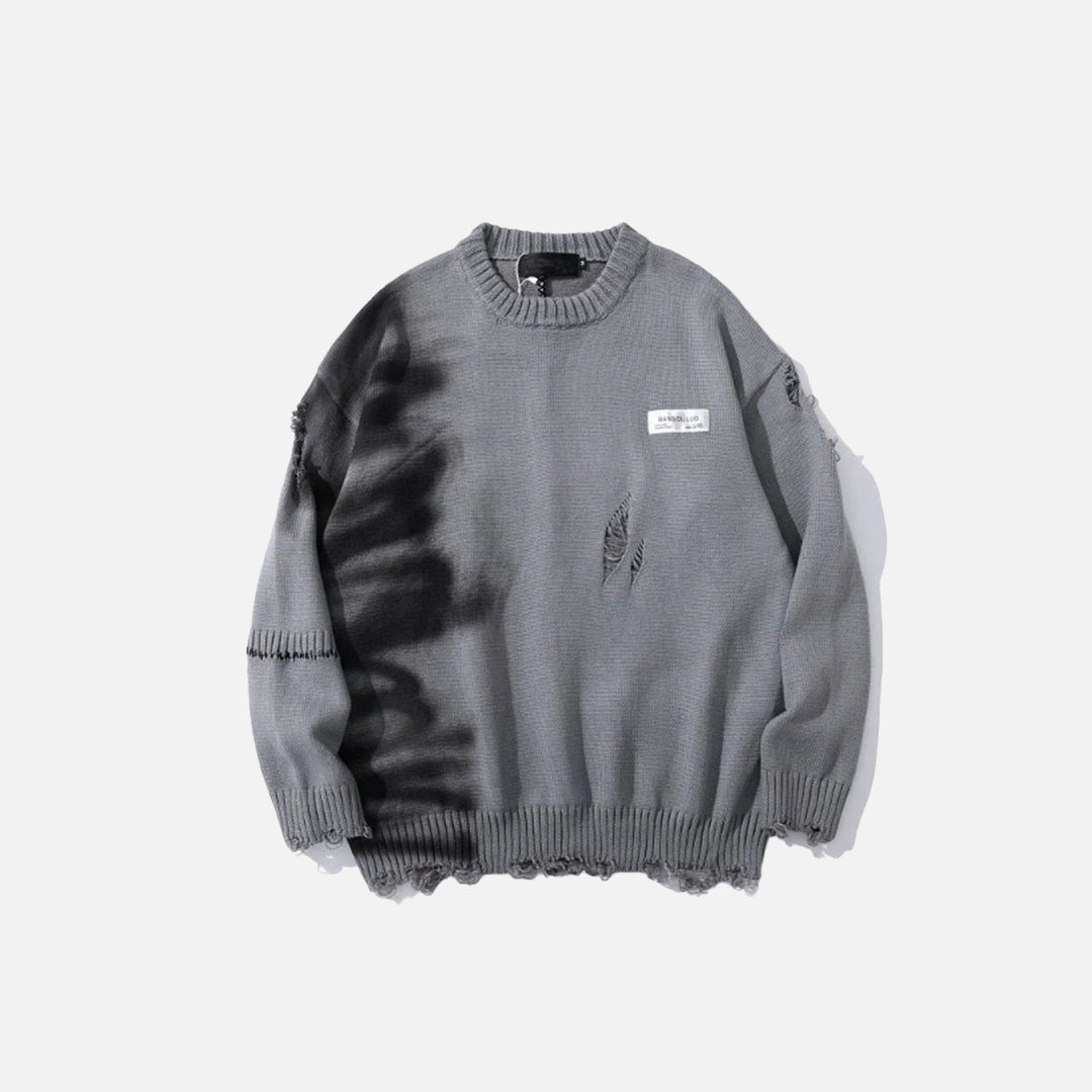 Front view of the gray Rugged Edge Knit Sweater in a gray background