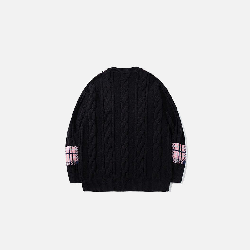 Plaid Accent Knit Sweater