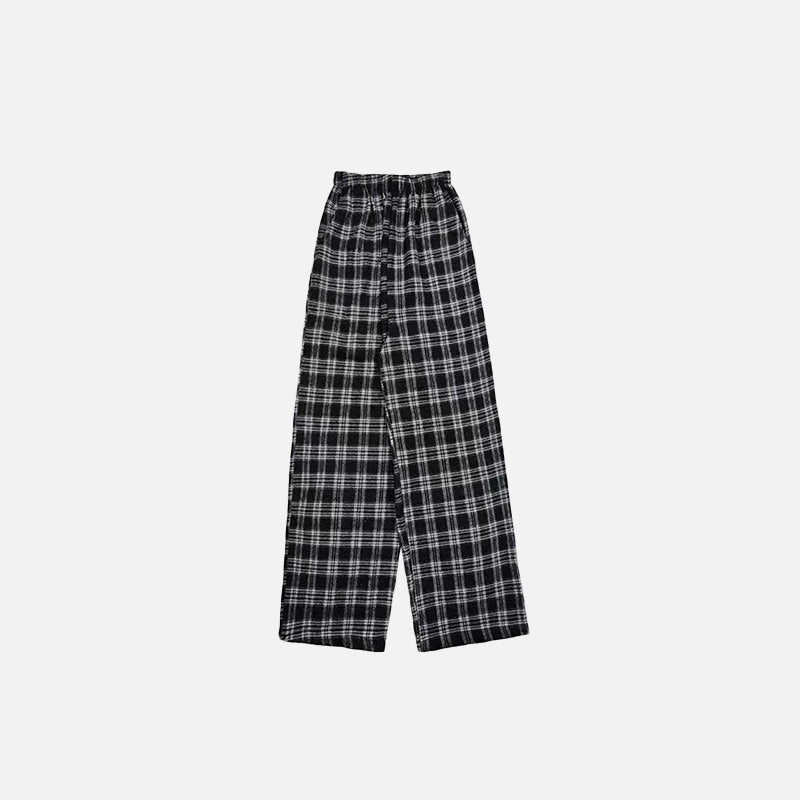 Black Plaid Oversized Sweatpants