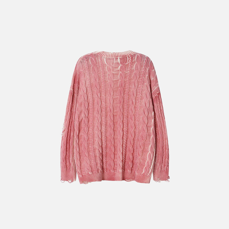 Distressed Cable Knit Sweater