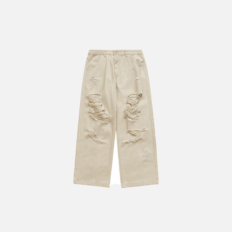 Front view of the Loose Retro Gravel Ripped Jeans in a gray background