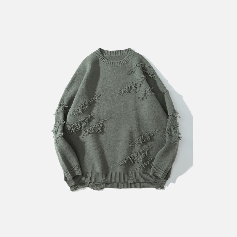 Ruptured Oversized Solid Blank Sweater