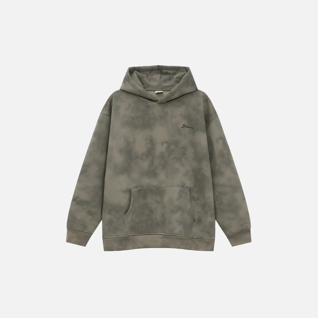 Letter Embroidery Tie-dye Hoodie
