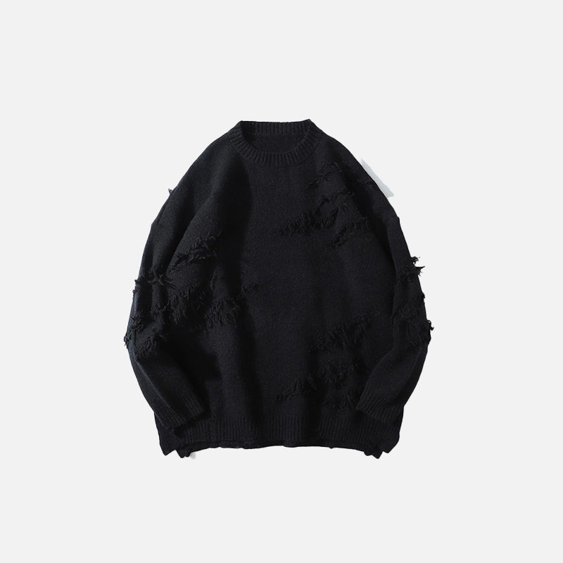 Ruptured Oversized Solid Blank Sweater