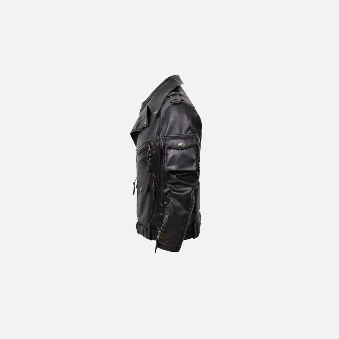 Edgy Slim Fit Zipper Leather Jacket