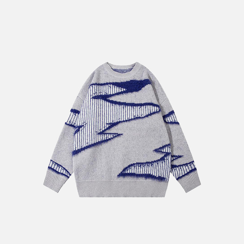 Scratched Knitted Color Block Sweater