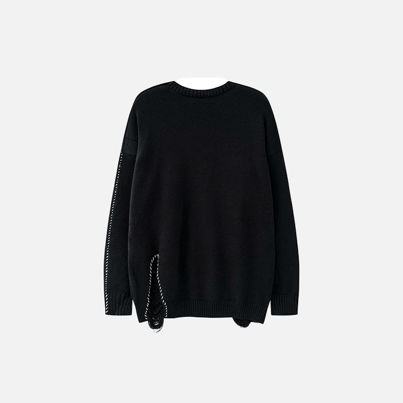 Ripped White Stitches Sweater