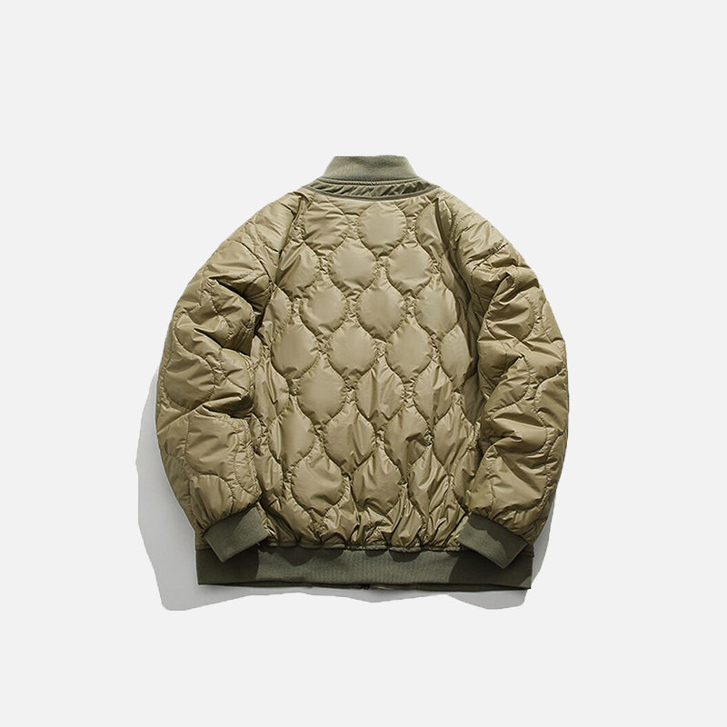 Retro Patched Zip-up Puffer Jacket