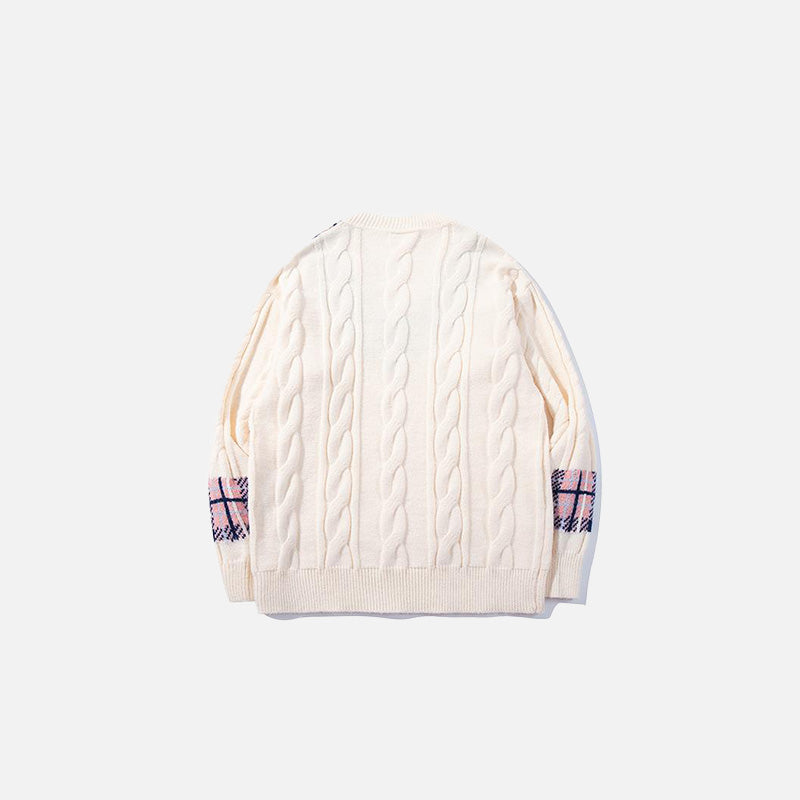 Plaid Accent Knit Sweater