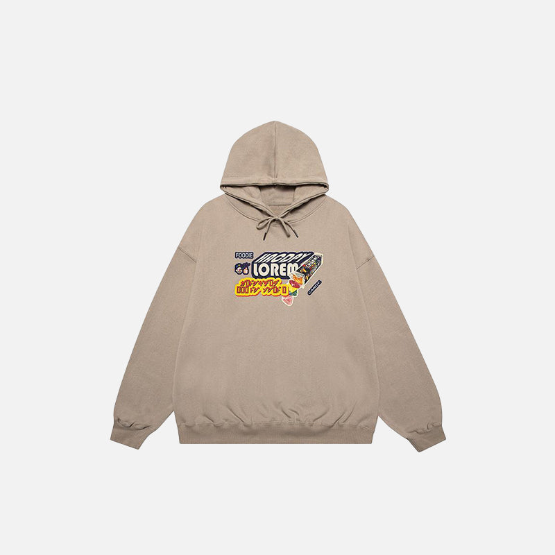 Letter Candy Print Oversized Hoodie
