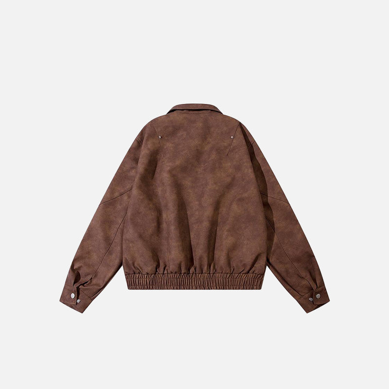 Retro Chic Washed Leather Jacket