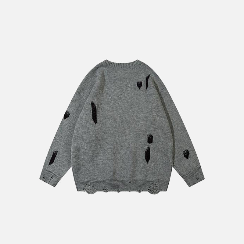 Ripped Star Knitted Sweater