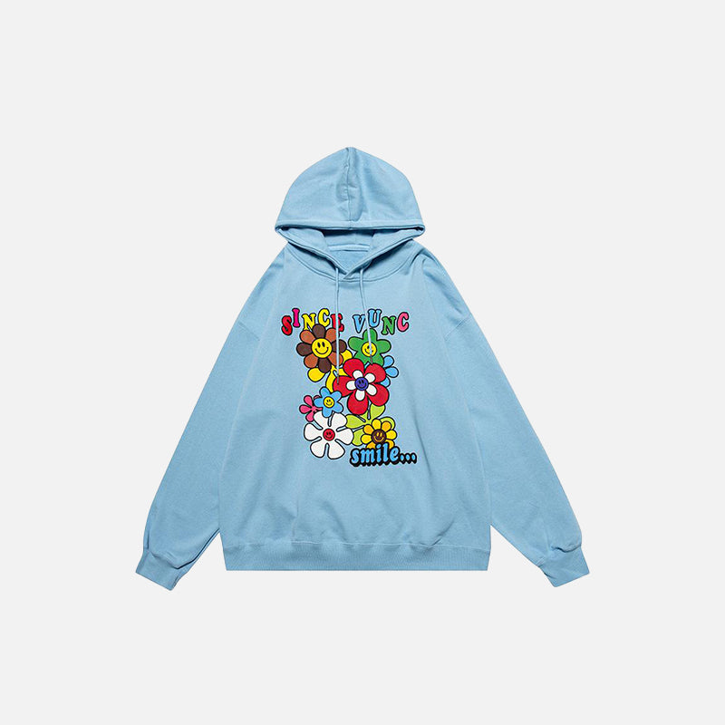 Smiley Sunflowers Retro Hoodie