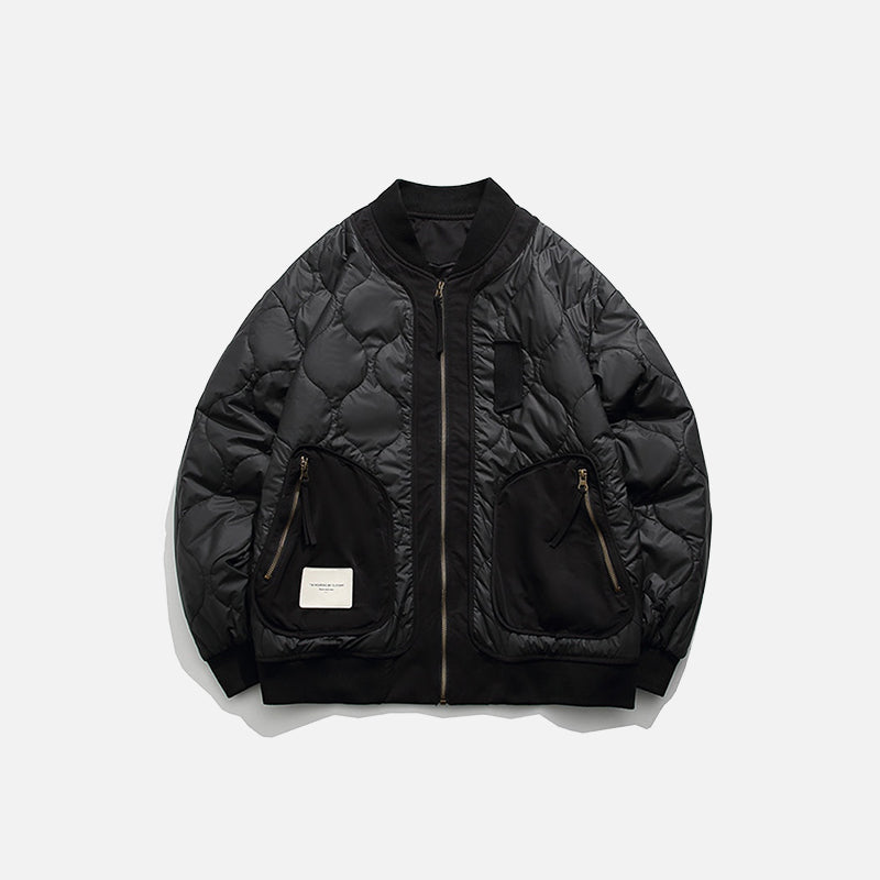 Retro Patched Zip-up Puffer Jacket