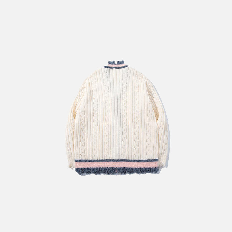 Vintage Trim Cable Sweater