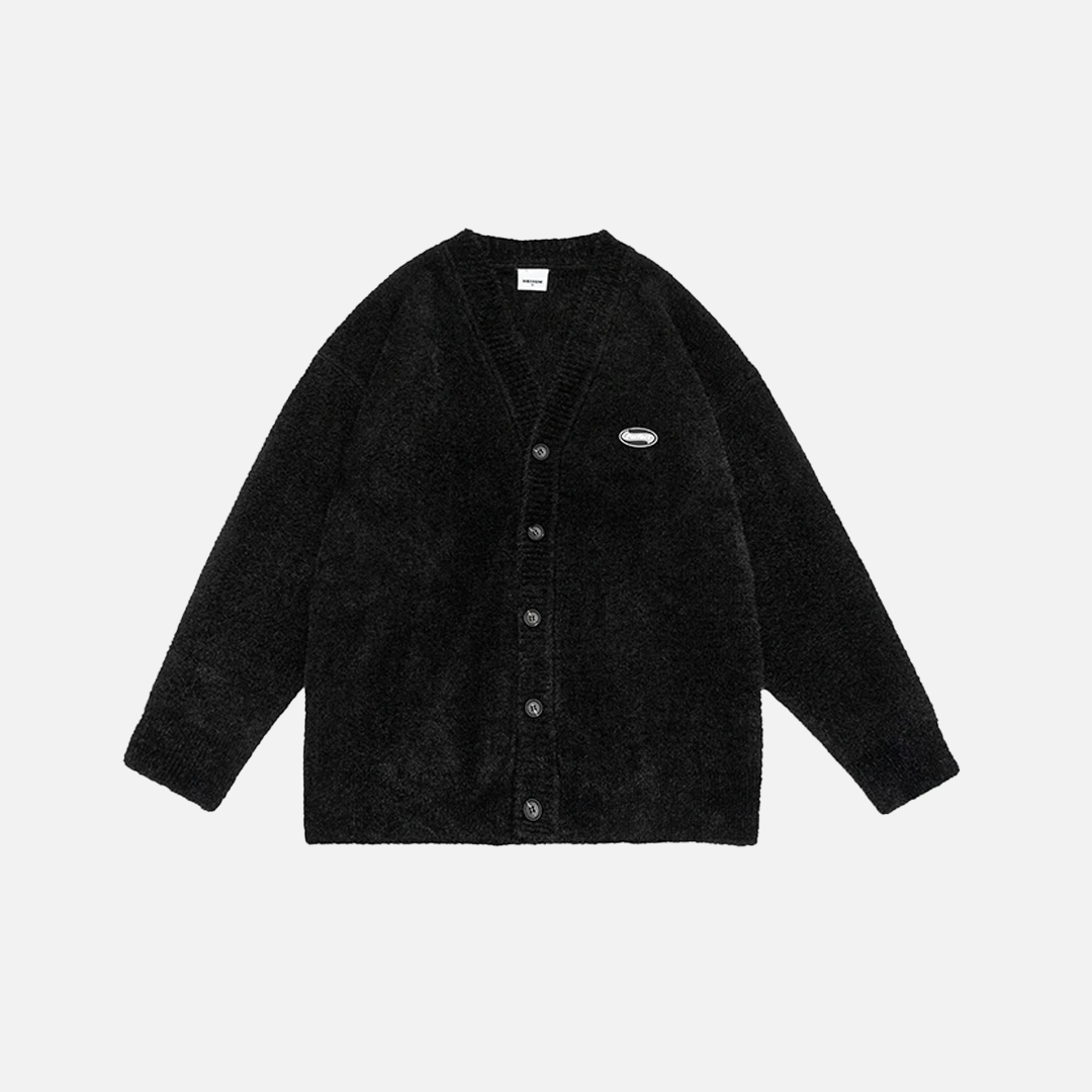 Solid Furry Zip-Up Cardigan Sweater