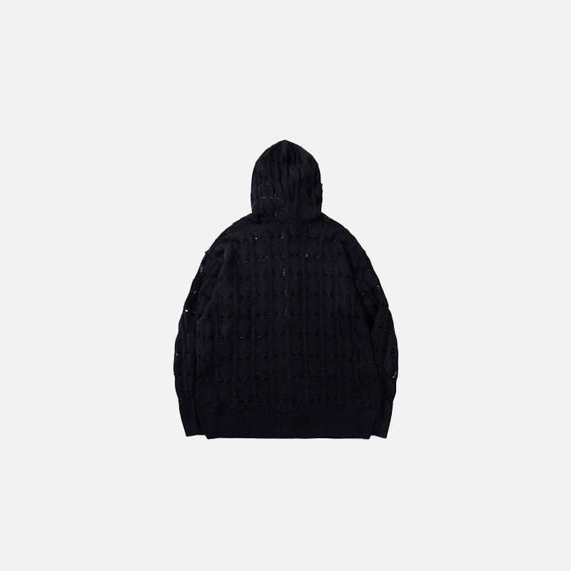 Textured Knitted Hooded Sweater