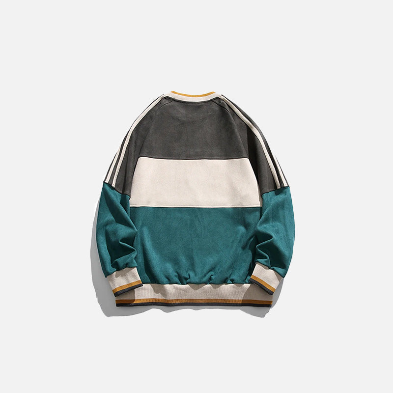 Loose Patchwork Sports Sweatshirt