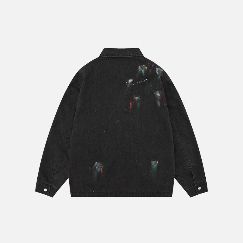 Splash Ink Embroidered Butterfly Jean Jacket