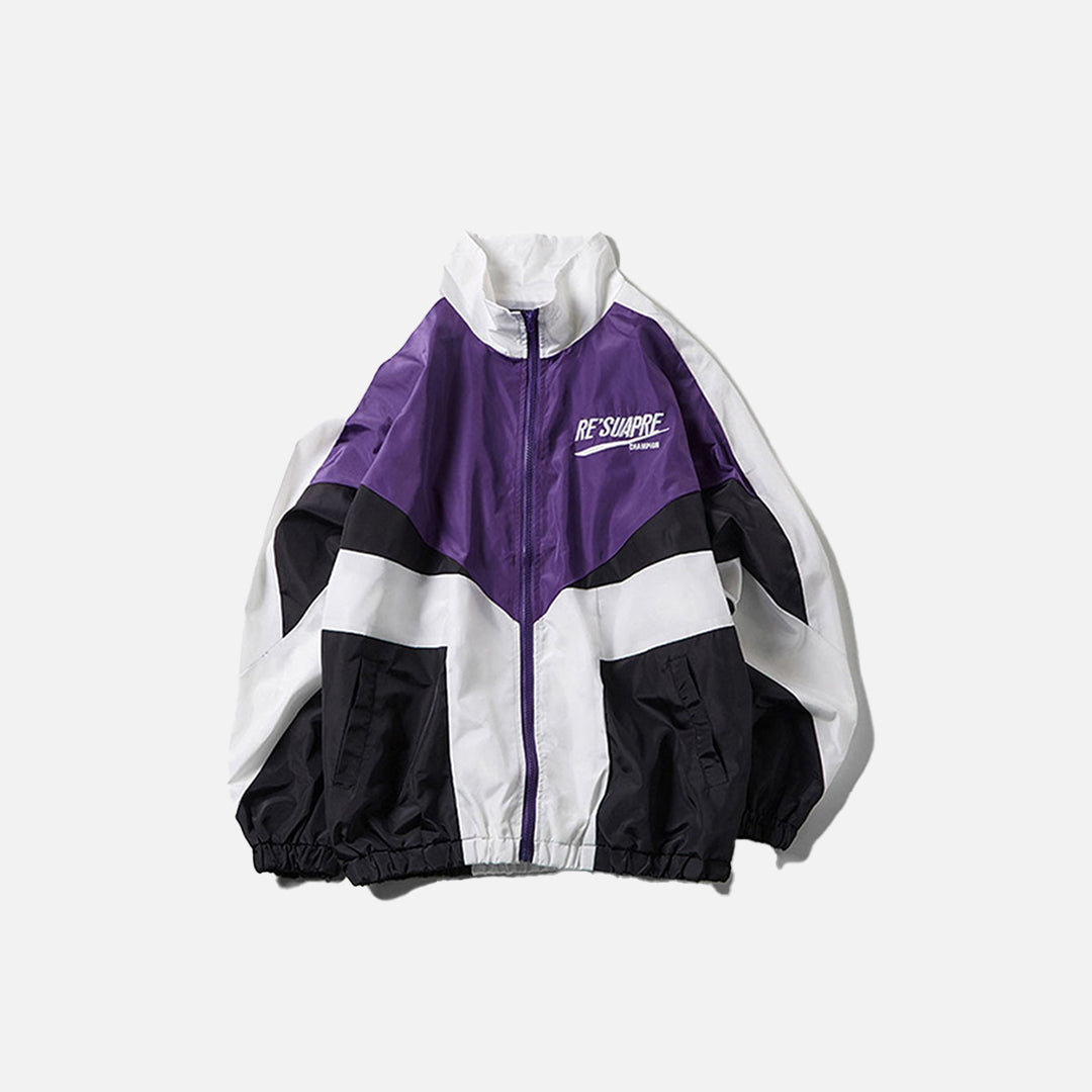 Patchwork Color Block Windbreaker Jacket