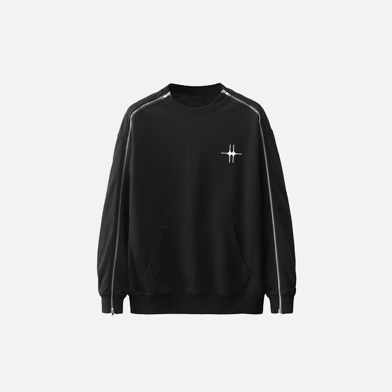 Sleeves Zipper Star Sweatshirt
