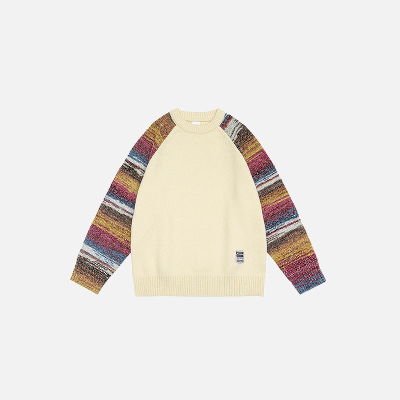 Front view of the red Textured Sleeve Knit Sweatshirt in a gray background