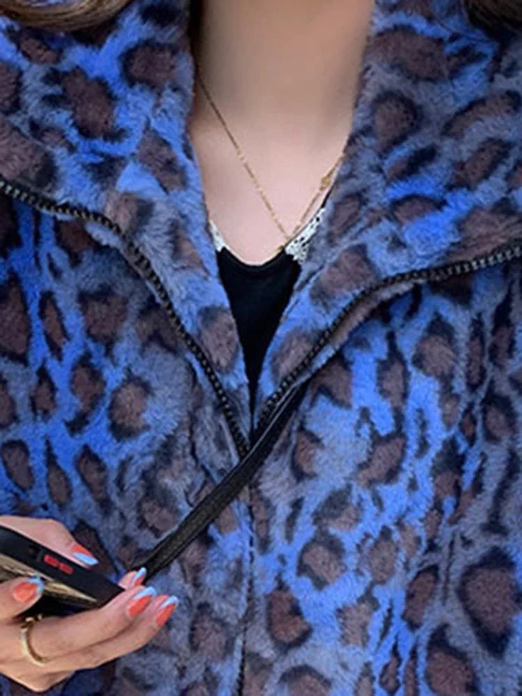 Colorful Leopard Print Winter Faux Jacket