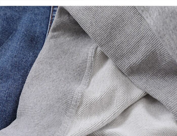 Denim MultiPockets Patchwork Sweatshirts
