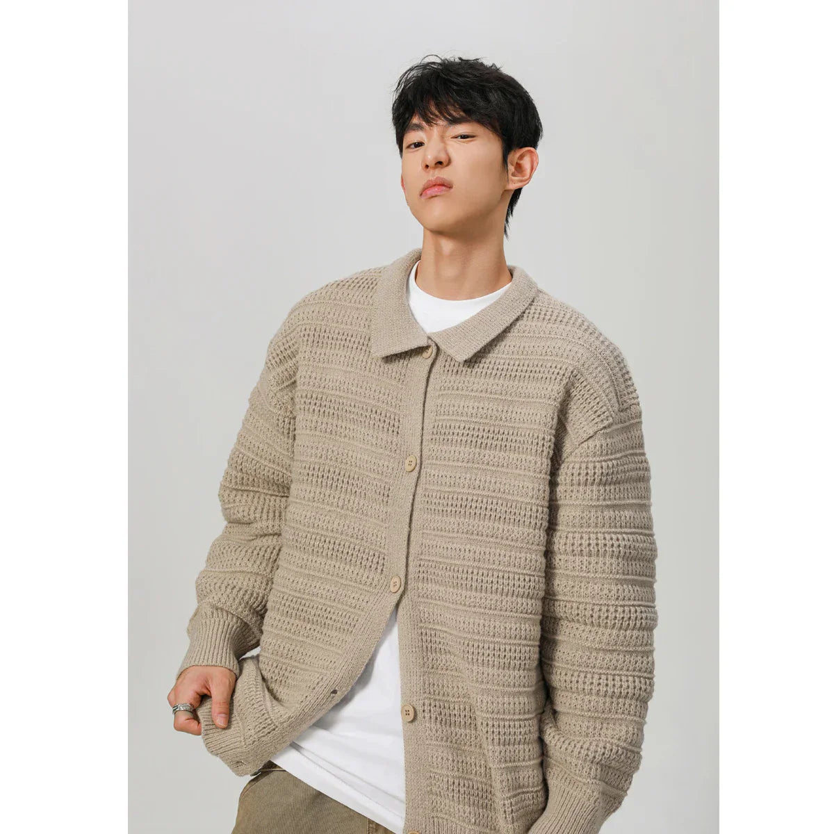 Fashionable Retro Loose Knitted Stripe Sweater