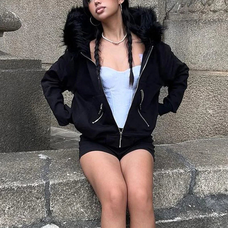 Y2K Fur-Hooded Arctic Jacket