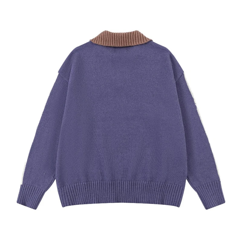 Colorful Patchwork Knit Sweater
