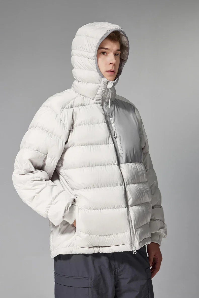 Patchwork Hooded Puffer Jacket