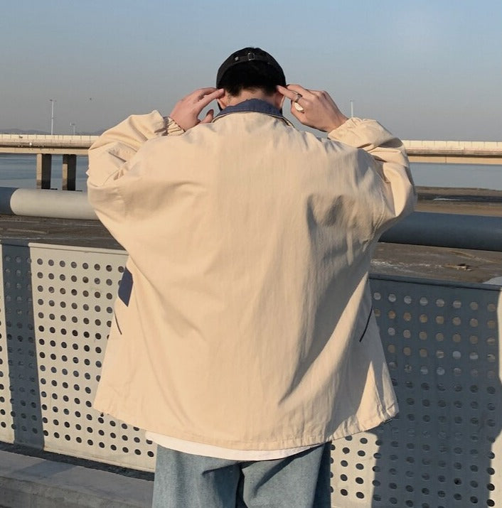 Zip-Up Turn Down Collar Jacket