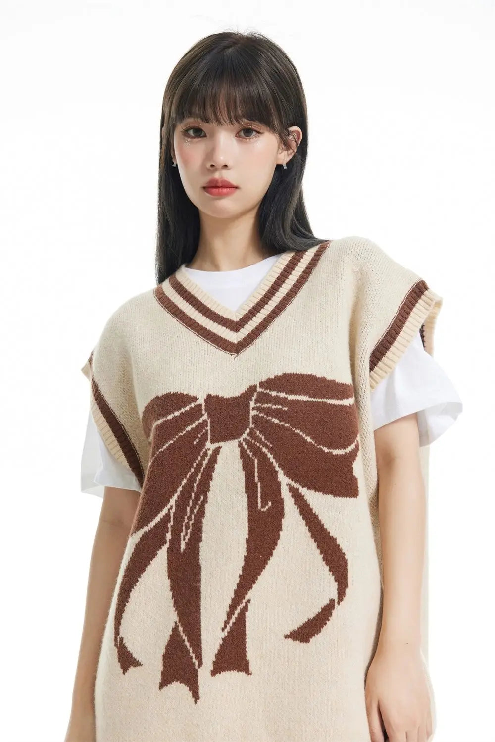 Women Trend Basic Jacquard Bow Sweater