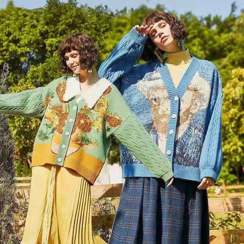 Floral Pattern Cardigan Sweater
