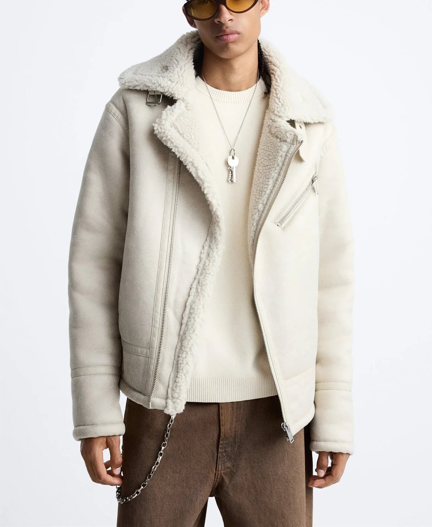 Warm Lapel Suede Motorcycle Jacket
