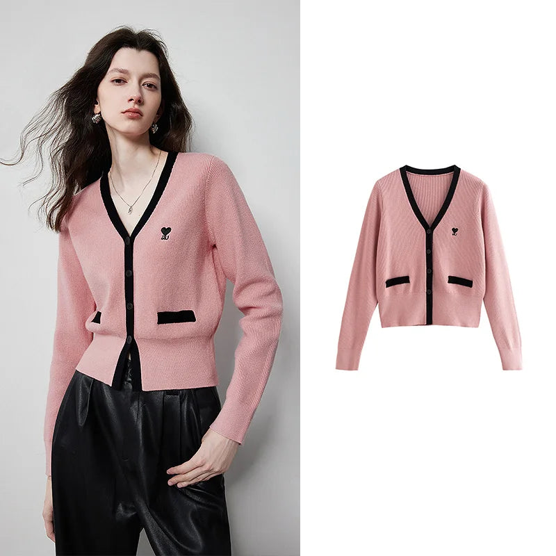 V-Neck Slim Waist Knitted Cardigan