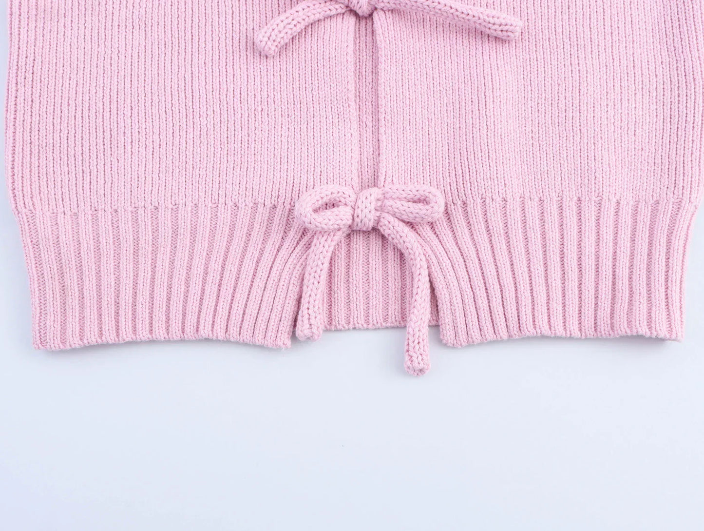 Sweet Bow Decoration Knitted Short Cardigan