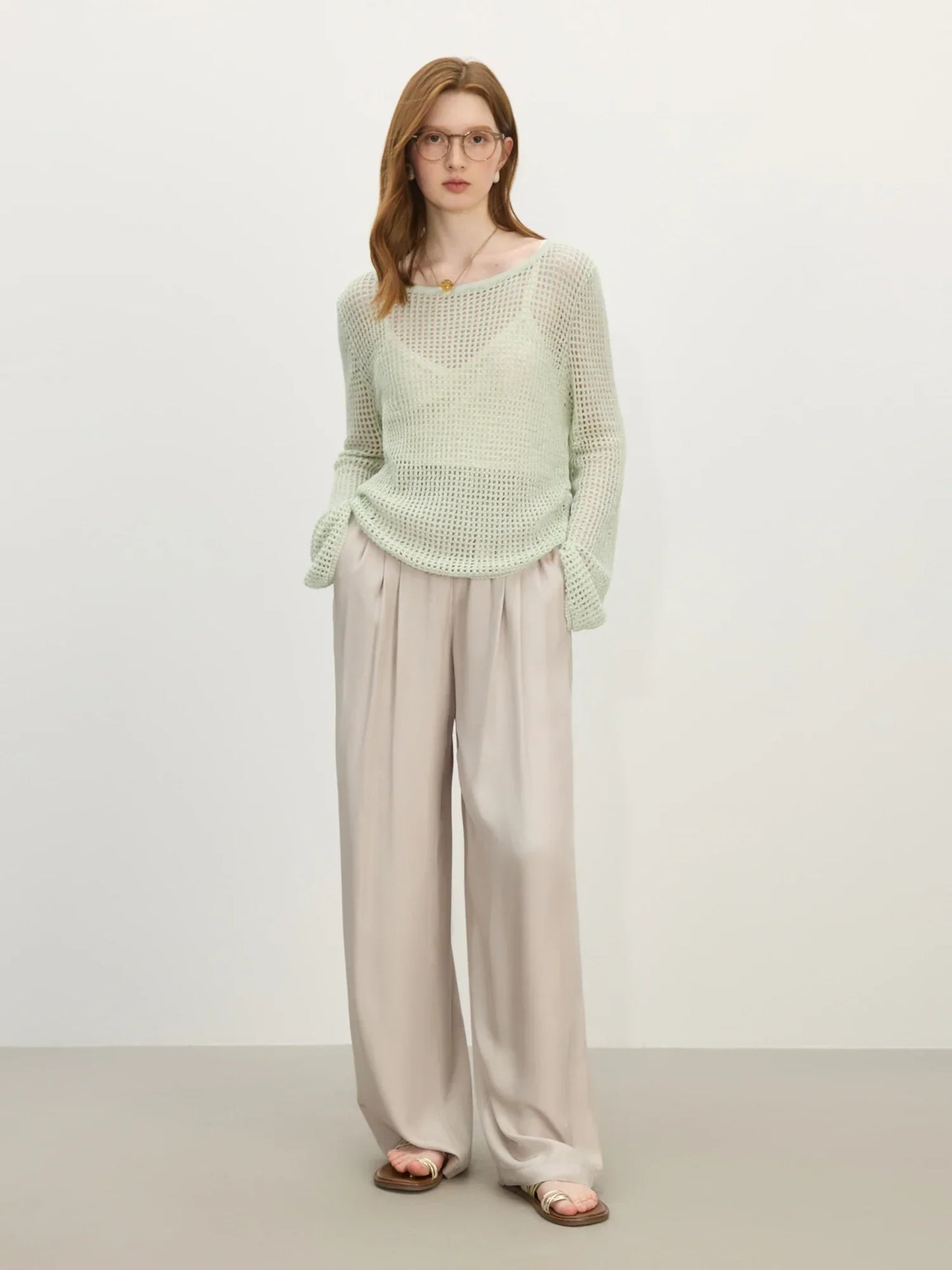 Women Casual Relaxed Knit Overlay Sweater