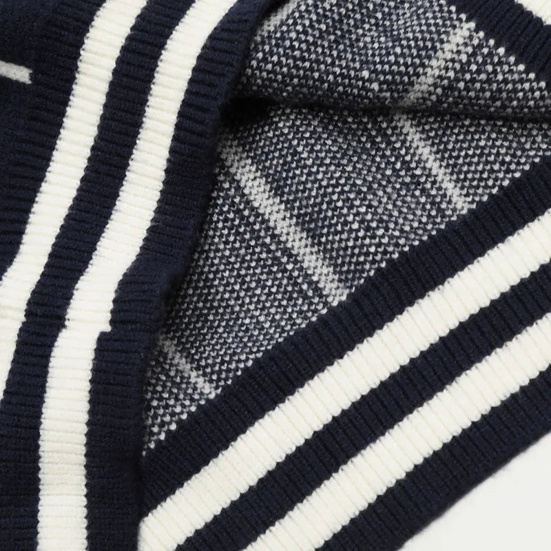 Retro Embroidered Striped Knitted Sweater