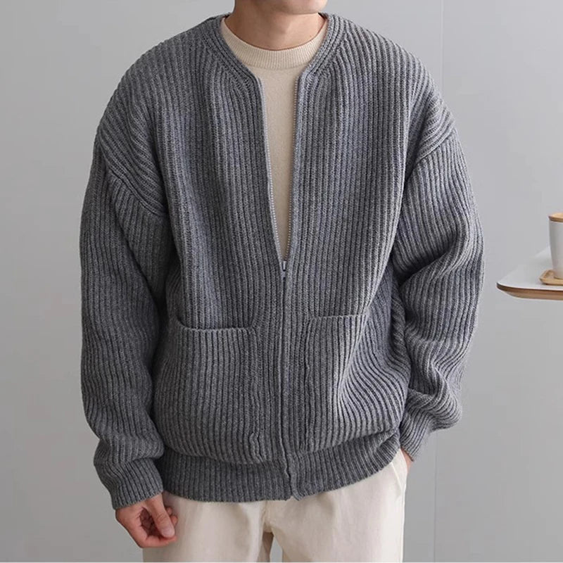 Men's Classic Handsome Cozy Knit Zip-Up Sweater