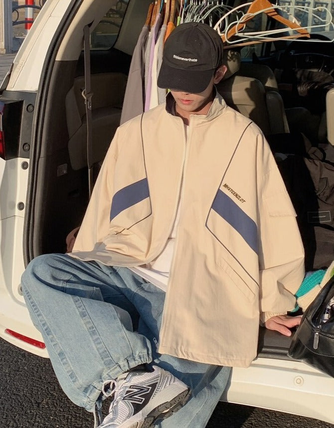 Zip-Up Turn Down Collar Jacket