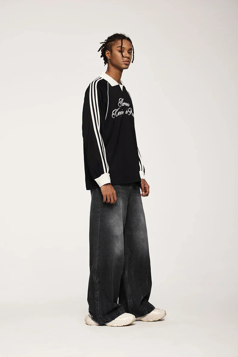 Flared Wide-Leg Black Denim Jeans