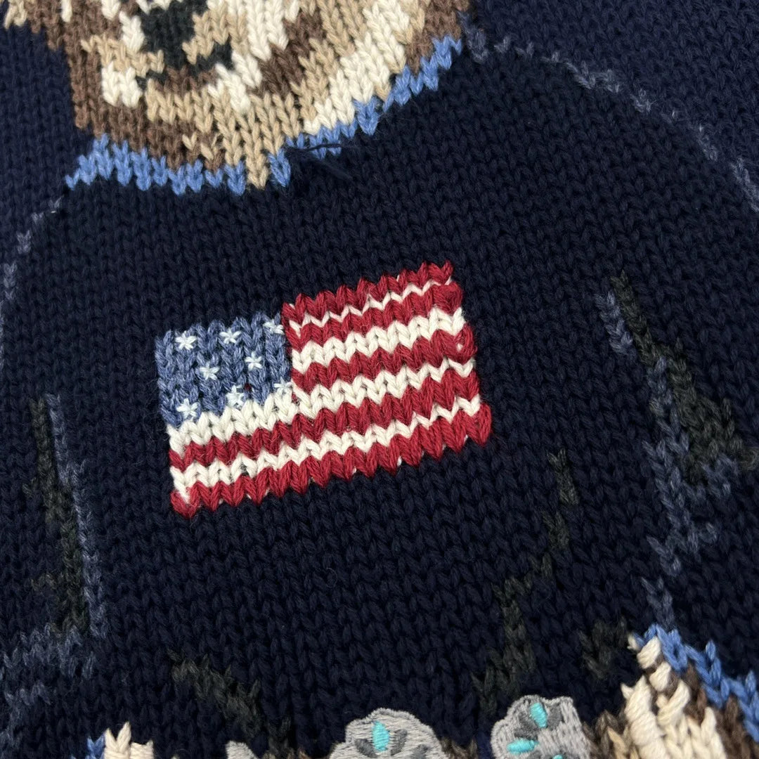 Embroidered National Flag Teddy Bear Sweater