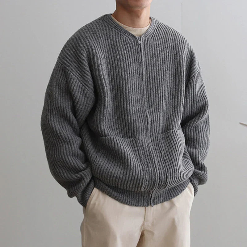 Men's Classic Handsome Cozy Knit Zip-Up Sweater