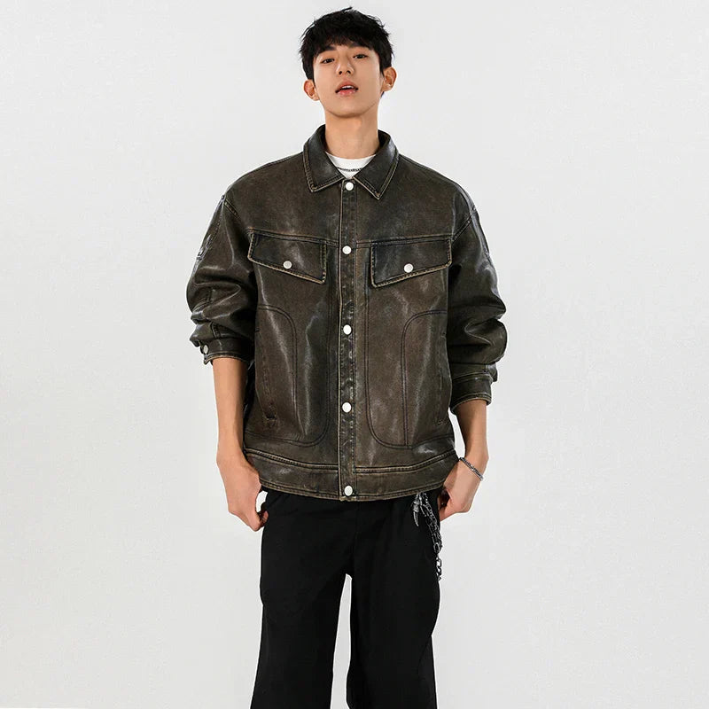 Classic Premium Vintage Loose Leather Motorcycle Jacket