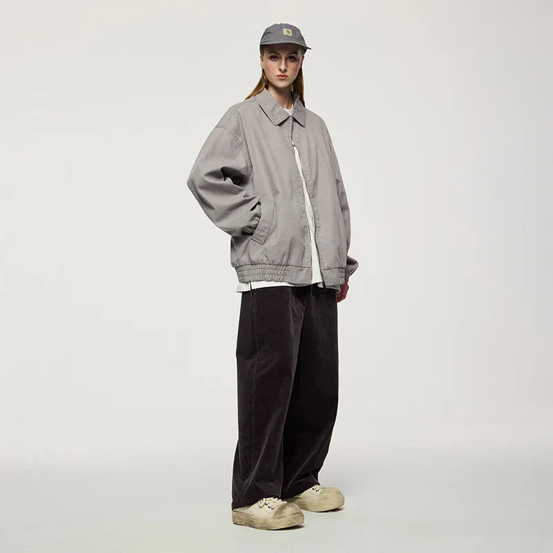 Vintage Turn-down Collar Windbreaker