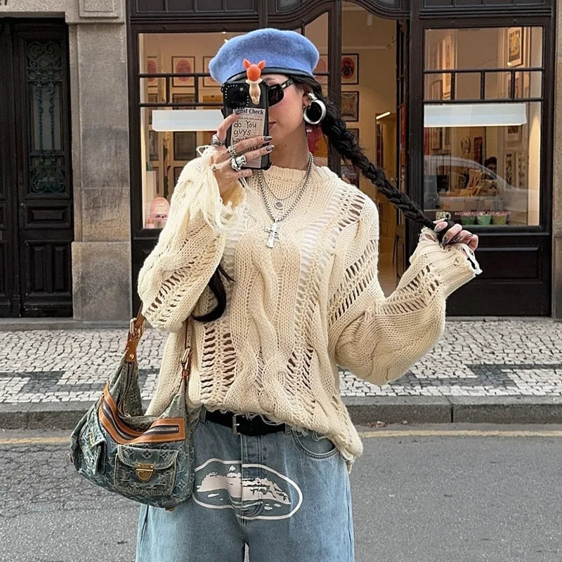 Women Luxury Knitted Essential Fringe Sweater