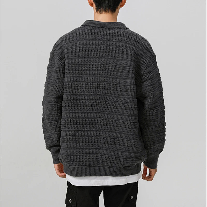 Fashionable Retro Loose Knitted Stripe Sweater